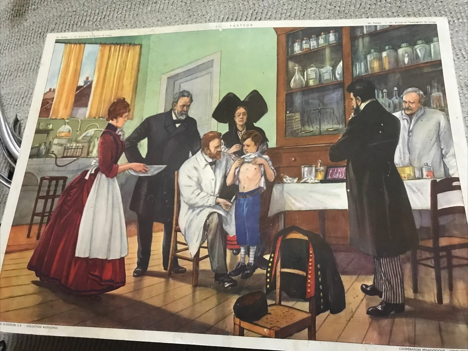 Carte scolaire Pédagogique Rossignol 76x56 Cm Histoire  Pasteur - Photo 1/4