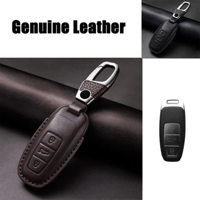 Genuine Leather Car Key Case Cover For Audi A3 S3 S6 S8 Q7 Q8 A7 E-Tron A8 SQ7 - Image 1 of 4