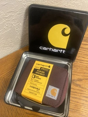 Carhartt Nylon Duck Bifold Wallet Deep Wine RED RFID Blocking Water Repellent - Image 1 of 4