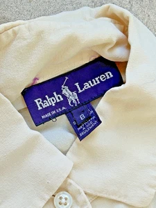Vintage Ralph Lauren PURPLE LABEL Ivory Chiffon Button Down Blouse Women’s US 8 - Picture 1 of 6