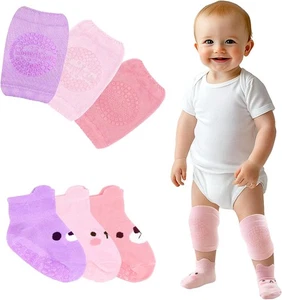 Simply Kids Anti-Rutsch Baby Knieschützer und Socken Set zum Krabbeln klein, Mädchen  - Bild 1 von 8