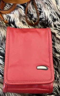 Travelon “Travel Easier” Red Leather Multi Slot Crossbody Organizer Bag Purse. - Image 1 of 4
