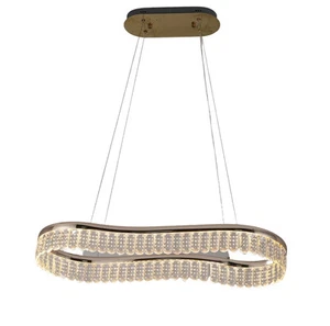 Crystal Gold Chandelier Pendant LED Ceiling Light Oval K9 Luxury Kitchen Indoor - Picture 1 of 13