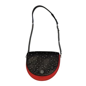 Ju'sto J-Hoop Studded Shoulder Bag Red Black Rubber Chunky Statement Purse Tote - Picture 1 of 5