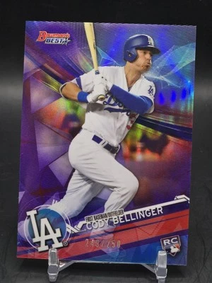 2017 Bowman's Best Purple Refractor /250 Cody Bellinger #65 Rookie RC Yankees  - Image 1 of 4
