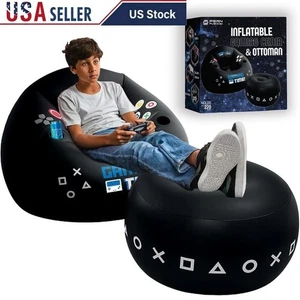 Cómoda silla inflable para juegos con portavasos bolsillo lateral niños adolescentes nueva - Imagen 1 de 10