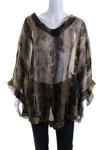 Show Me Your Mumu Womens Brown Snakeskin Print Scoop Neck Poncho Top Size OS - Picture 1 of 4