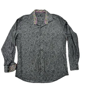 Bertigo Shirt Mens Button Up Flip Cuff Geometric Black Star Chest 24” Lenght 31” - Picture 1 of 8