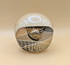 Weill  2003 Multi-Colored Swirl latticino Crown Signed Paperweight 3.1"/1.5 lb - Picture 1 of 14