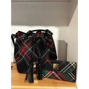 Dooney & Bourke Schottenkaro Kordelzug Tasche & Tartan Continental Clutch EUC - Bild 1 von 14