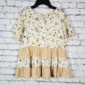 Paper Crane Babydoll Kurzarm Oberteil mit Blumenmuster und Blumenmuster - Größe S - Bild 1 von 10