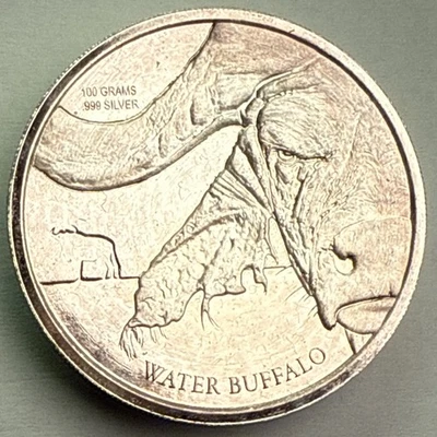 极为罕见 100 克 0.999 FS 50 法郎 2017 年水牛刚果共和国硬币 — 第 1/4 张图片