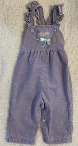 Vintage Healthtex Size 12 Months Purple Corduroy Heart & Flowers Overalls Jumper - Picture 1 of 11