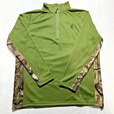 Chaqueta Pullover Browning Para Hombres L 1/4 Cremallera Camuflada Caza Exterior Verde Oliva Foto 1 de 4