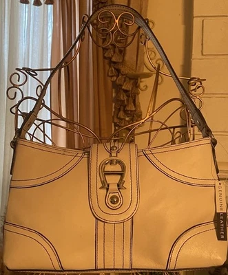 Bolso Cartera Vintage Etienne Aigner Hombro Soho Solapa Cuero Genuino Marfil Blanco Foto 1 de 4