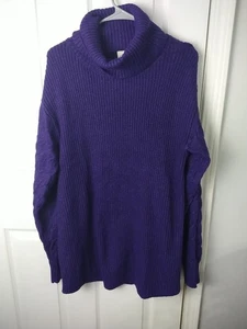 Suéter túnica cuello capucha púrpura LT mujer St. Johns Bay tejido con cable LS súper suave - Imagen 1 de 8