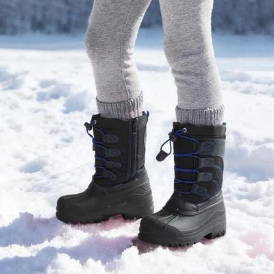 Botas de neve de inverno para crianças jovens meninos meninas com zíper esqui ao ar livre meia panturrilha botas de esqui - Imagem 1 de 4