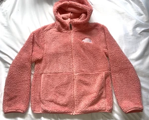 Chaqueta polar con cremallera completa North Face rosa para niñas talla mediana (10-12) difusa - Imagen 1 de 17