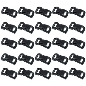 Schwarze Kunststoff Seitenverschluss Schnallen für Paracord Armbänder (3/8 Zoll, 120er Pack) - Bild 1 von 6