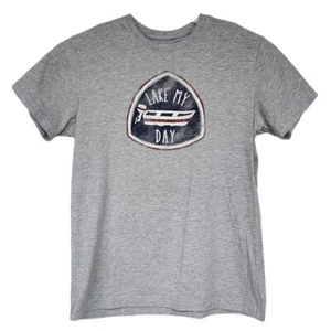 STATE OF MINE Men's T-Shirt Size Medium M Light Gray Heather Lake My Day Graphic - Picture 1 of 4