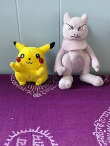 MEWTWO & Pikachu 1998 Nintendo Pokemon Plush Bean Bag 6" Tomy - Picture 1 of 10
