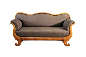 Rare Serpentine Birch Austrian German Biedermeier Sofa Settee 1860s Era - Picture 1 of 12