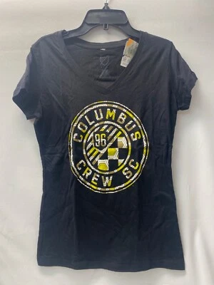 MLS Columbus Crew SC Women's Short Sleeve V-Neck Logo T-Shirt Large Black - Image 1 of 4