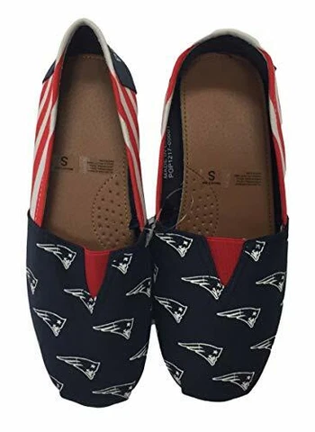 New England Patriots Women's Canvas Slip On Striped Shoes  CHOOSE SIZE Cover