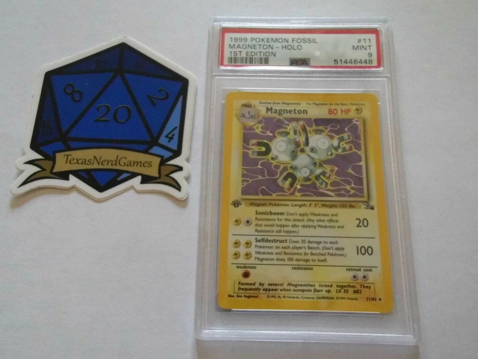 x1 1999 Pokemon Fossil 1st Edition Magneton Holo #11 PSA 9 Mint TexasNerdGames - Image 1 of 3