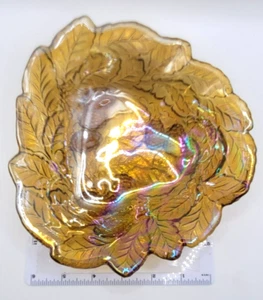Electric Highlights Marigold Imperial Carnival Glass Heavy Logan Berry Bowl 7" - Picture 1 of 7