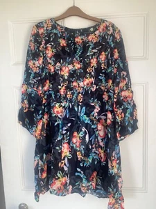 dress french collection floral short with sleeves size 8-10 - Picture 1 of 3