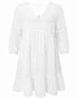Accessorize Ladies White Mini Summer Dress Lace Insert Sizes Xs S M L 6 18