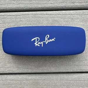 Ray Ban Eyeglasses Sunglasses Case Hard Shell Blue Travel Carrier Felt Lined - Picture 1 of 4
