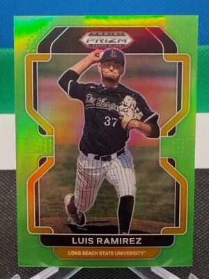 Luis Ramirez /75 Neon Green Prizm 2022 Panini Prizm Draft Picks Rangers #PDP199 - Image 1 of 2