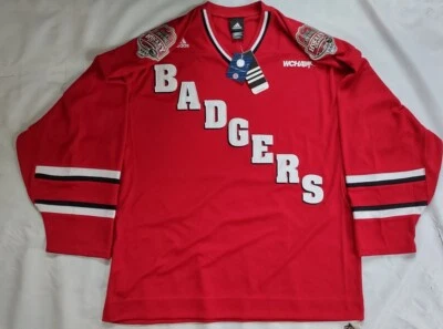 NWT VTG RARE ADIDAS 2010 HOCKEY CLASSIC  WISCONSIN BADGERS HOCKEY JERSEY SIZE XL - Image 1 of 4