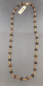 Monet necklace shades of brown beaded 34 1/4" neck with tag - Picture 1 of 5