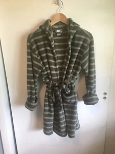 Gap Kids Size 10 Fleece Robe Youth Boys Size Green Striped W/Hood - Picture 1 of 9