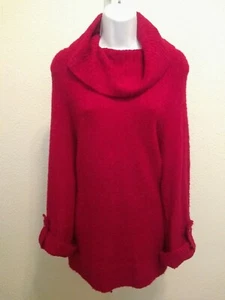 Suéter para mujer Carolyn Taylor mezcla de lana rojo tejido manga larga capucha cuello talla M - Imagen 1 de 5