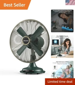 Oscillating Vintage Fan, All Metal Retro Table Top Fan, Adjustable Head Tilt,... - Picture 1 of 8