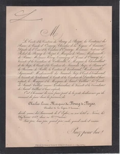 1882 Sterbeurkunde Charles-Louis du BOURG de BOZAS - Nevers (Nièvre). - Bild 1 von 1