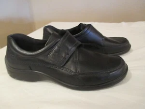 Ecco Schuhe Damen 40 / 9 schwarz Leder Komfortriemen Halbschuh Karriere flach Mokassinnaht - Bild 1 von 11