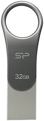 Silicon Power 32GB Mobile C80 Metallic Swivel Flash Drive Model SP032GBUC3C80V1S - Image 1 of 4