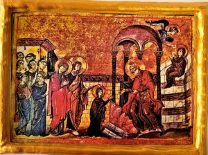 Presentation of Virgin Mary Eisodia St Anne & St Joachim Greek Orthodox Icon - Picture 1 of 8
