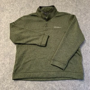 Eddie Bauer Radiator Fleece Snap Mock Pullover Mens XL Green Long Sleeve - Picture 1 of 16