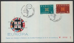 LUXEMBURG 1963 EUROPA CEPT SATZ AUF FDC FLAGGEN EUROPAS (ID:377/D15037) - Bild 1 von 1