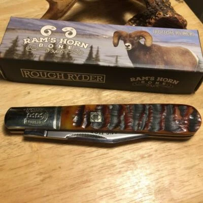 Rough Ryder Big Daddy Barlow Brown Rams Horn Bone 5" Pocket Knife  RR1595 - Image 1 of 3