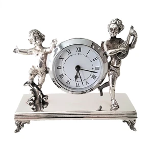 PAOLI Orologio sveglia Putti in argento 800 lavorazione Fiorentina fatto a mano - Imagen 1 de 6