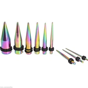 PAIR-Tapers Titanium IP Tri-Color Solid 08mm/0 Gauge - Picture 1 of 3