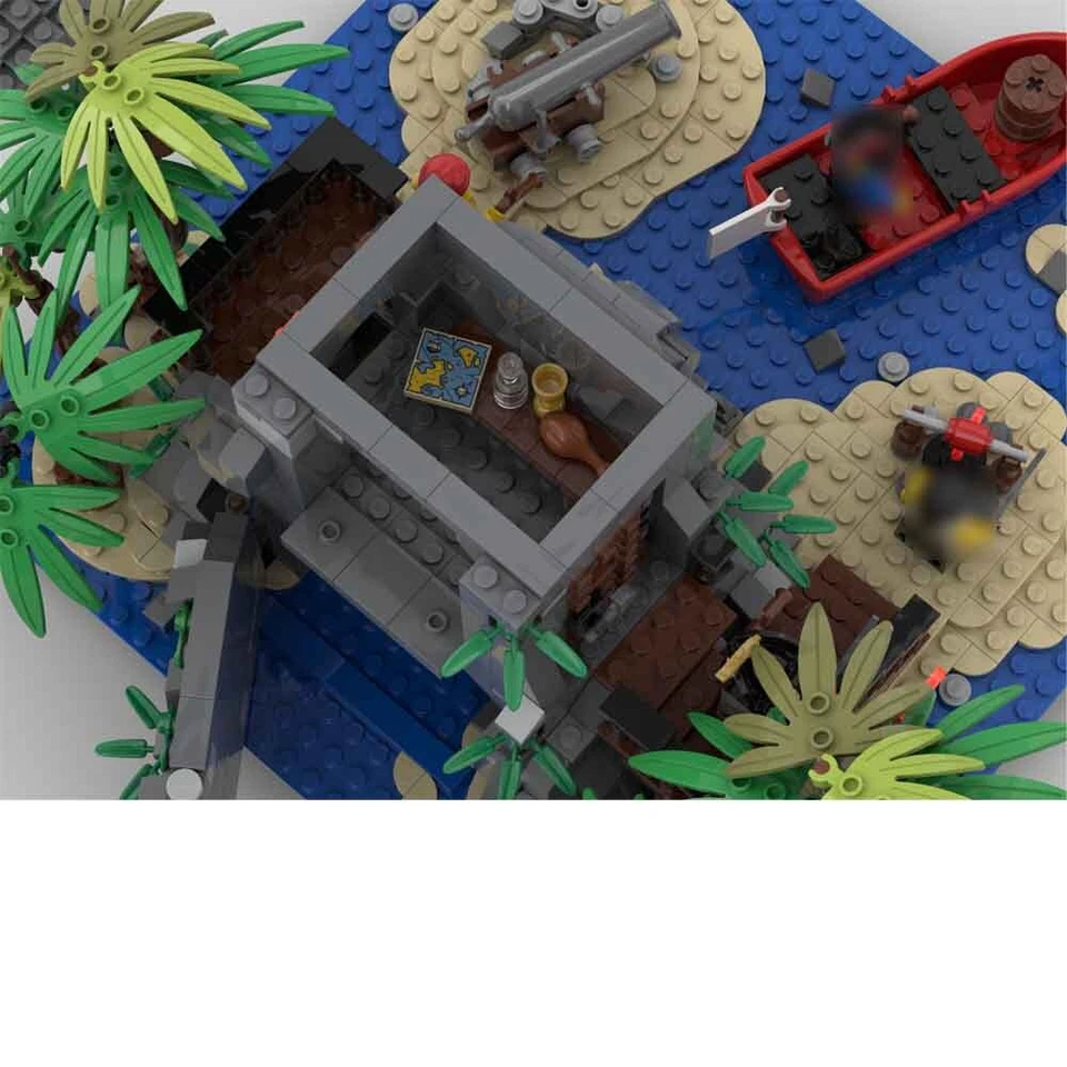 MOC-112573 Pirate Island Model with a Boat, Cannon and Palm Trees 1157 Pieces - Image 1 of 1
