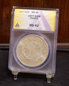 1977 France Silver 50 Francs - ANACS MS62 (#57121-L) - Picture 1 of 12